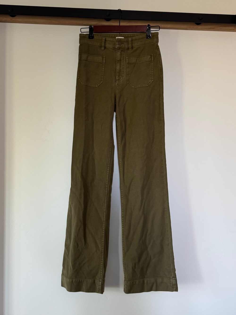 Faherty Olive Green Wide-Leg Women's Pants
